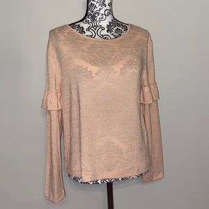 14th and Union peach long sleeve ruffled shirt